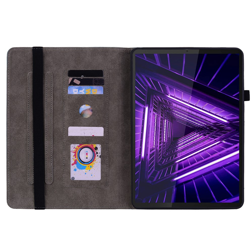 For Lenovo M10 Plus 10.3" TB-X606F / TB-X606X Shockproof Shell Imprinted Stand Cover PU Leather Case - Blue