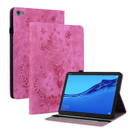 Protective Case for Huawei MediaPad M5 lite 10.1 / MediaPad C5 10 Imprinted Stand PU Leather Cover - Rose