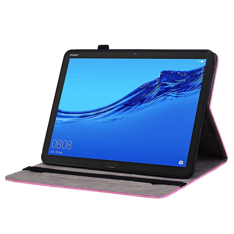 Protective Case for Huawei MediaPad M5 lite 10.1 / MediaPad C5 10 Imprinted Stand PU Leather Cover - Rose
