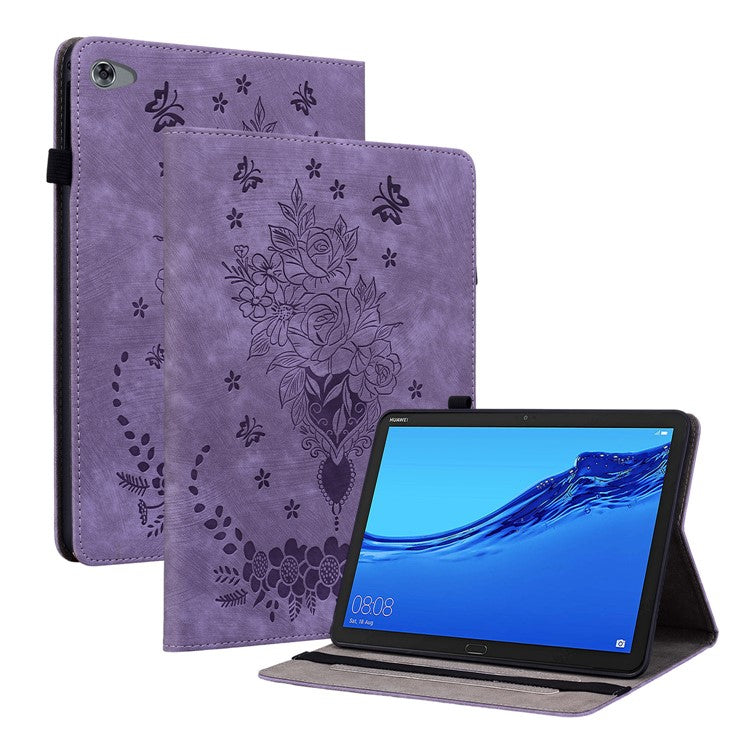 Protective Case for Huawei MediaPad M5 lite 10.1 / MediaPad C5 10 Imprinted Stand PU Leather Cover - Purple