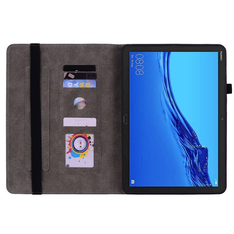 Protective Case for Huawei MediaPad M5 lite 10.1 / MediaPad C5 10 Imprinted Stand PU Leather Cover - Purple
