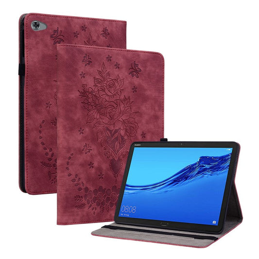 Protective Case for Huawei MediaPad M5 lite 10.1 / MediaPad C5 10 Imprinted Stand PU Leather Cover - Red