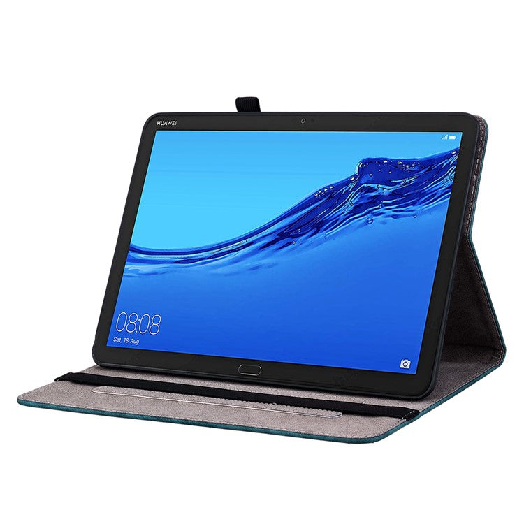 Protective Case for Huawei MediaPad M5 lite 10.1 / MediaPad C5 10 Imprinted Stand PU Leather Cover - Blue