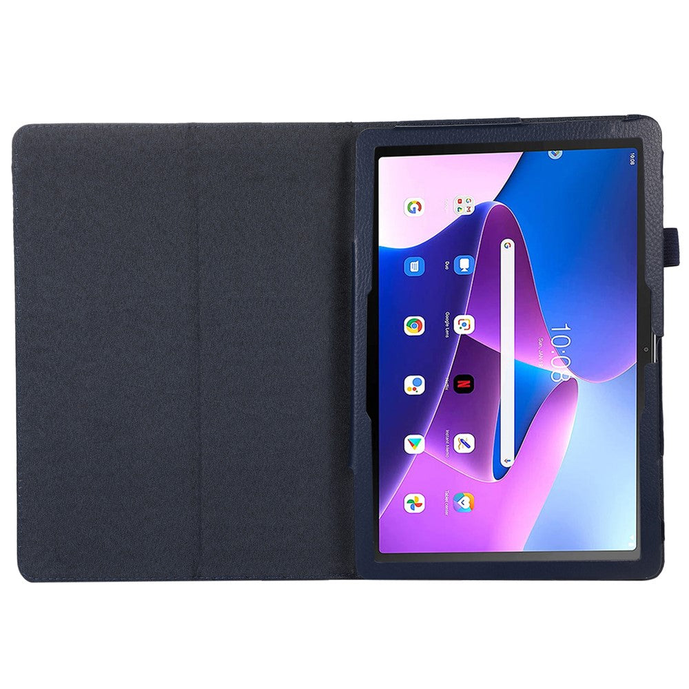 For Lenovo Tab M10 (Gen 3) Litchi Texture PU Leather Case Full Protection Stand Tablet Cover - Dark Blue