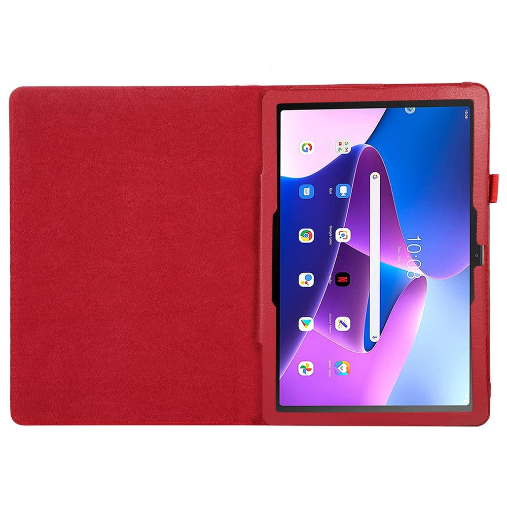 For Lenovo Tab M10 (Gen 3) Litchi Texture PU Leather Case Full Protection Stand Tablet Cover - Red