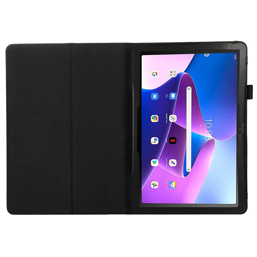 For Lenovo Tab M10 (Gen 3) Litchi Texture PU Leather Case Full Protection Stand Tablet Cover - Black