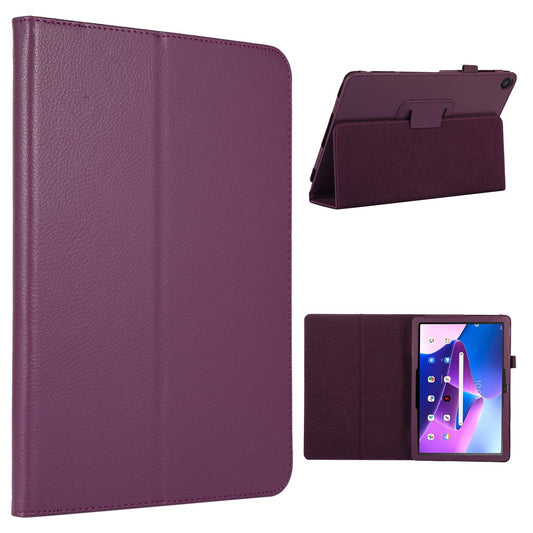 For Lenovo Tab M10 (Gen 3) Litchi Texture PU Leather Case Full Protection Stand Tablet Cover - Purple