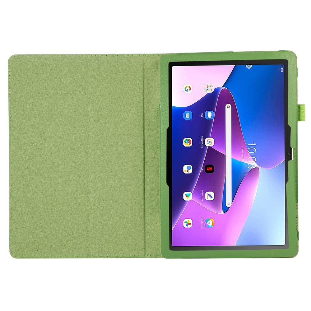 For Lenovo Tab M10 (Gen 3) Litchi Texture PU Leather Case Full Protection Stand Tablet Cover - Green