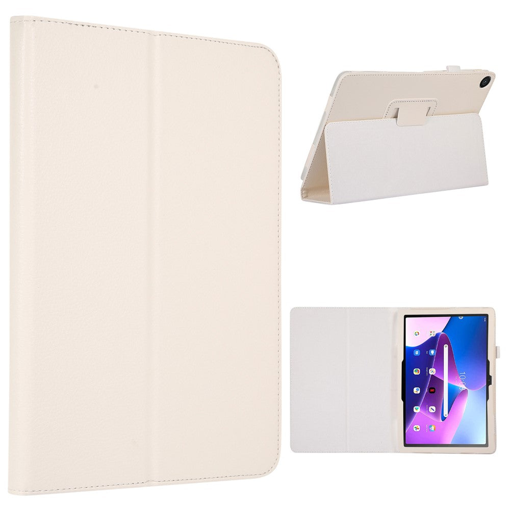 For Lenovo Tab M10 (Gen 3) Litchi Texture PU Leather Case Full Protection Stand Tablet Cover - White