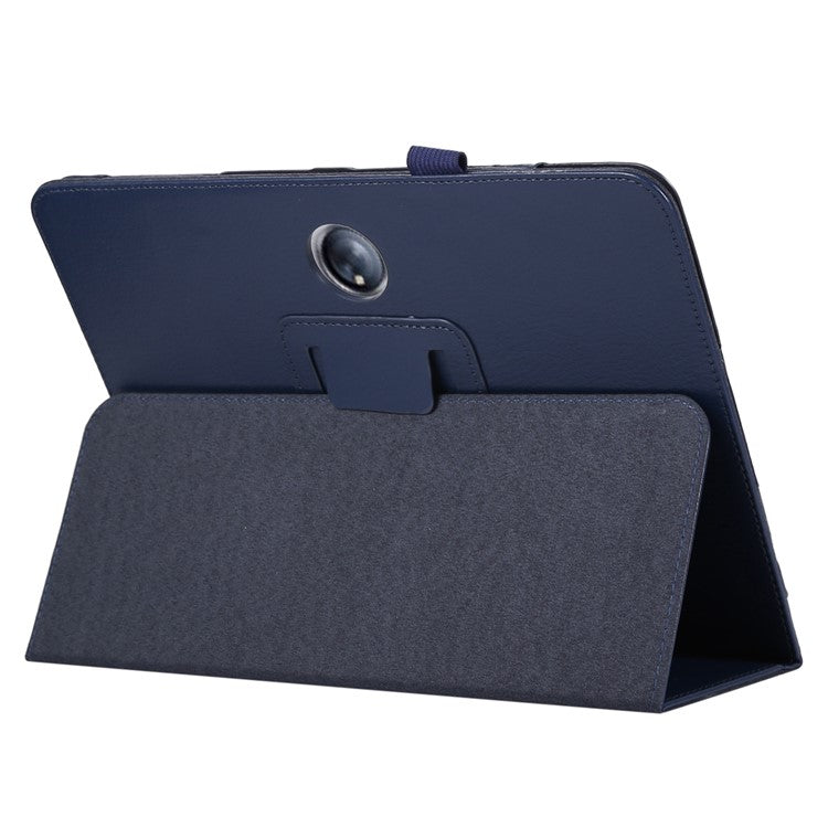 For OnePlus Pad PU Leather Tablet Case Litchi Texture Bi-fold Stand Tablet Cover - Dark Blue