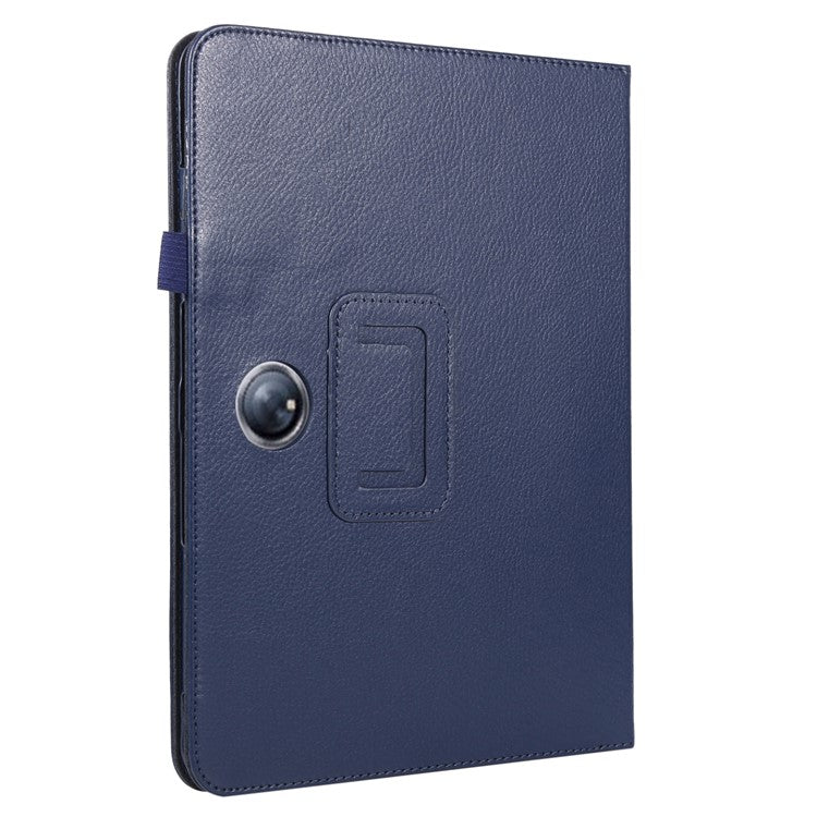 For OnePlus Pad PU Leather Tablet Case Litchi Texture Bi-fold Stand Tablet Cover - Dark Blue
