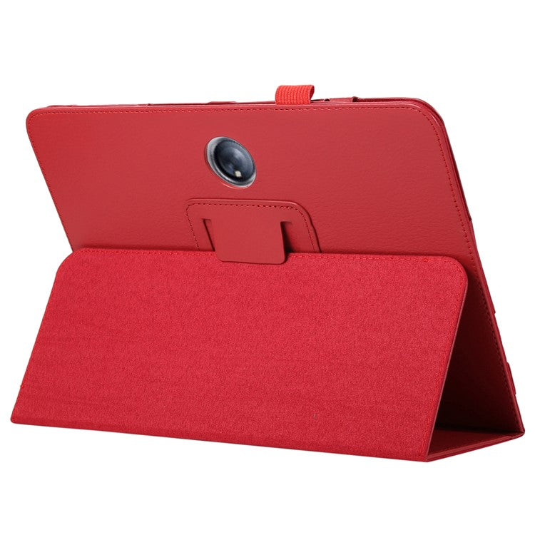 For OnePlus Pad PU Leather Tablet Case Litchi Texture Bi-fold Stand Tablet Cover - Red