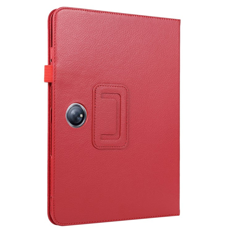 For OnePlus Pad PU Leather Tablet Case Litchi Texture Bi-fold Stand Tablet Cover - Red