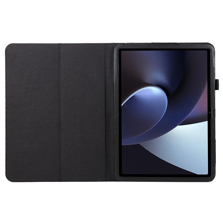 For OnePlus Pad PU Leather Tablet Case Litchi Texture Bi-fold Stand Tablet Cover - Black