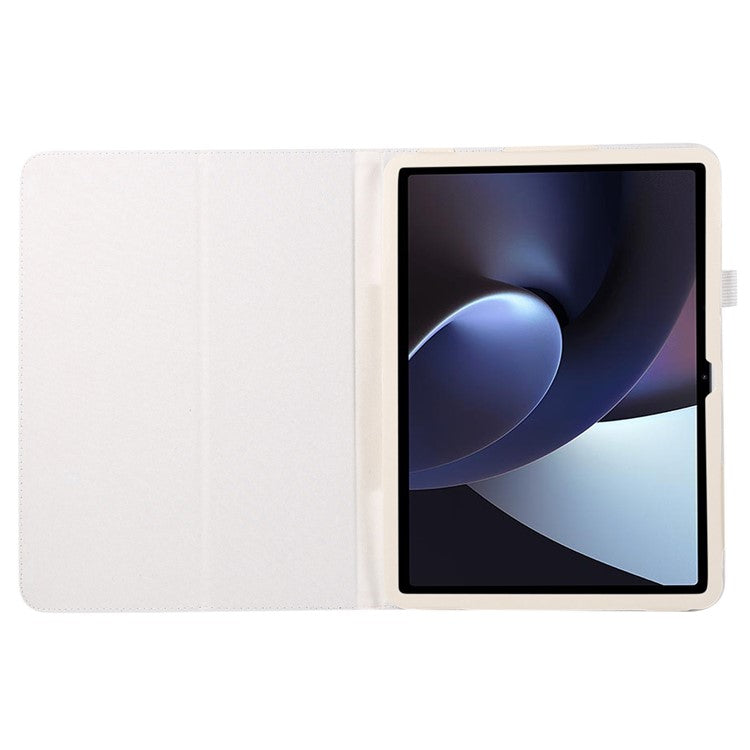 For OnePlus Pad PU Leather Tablet Case Litchi Texture Bi-fold Stand Tablet Cover - White
