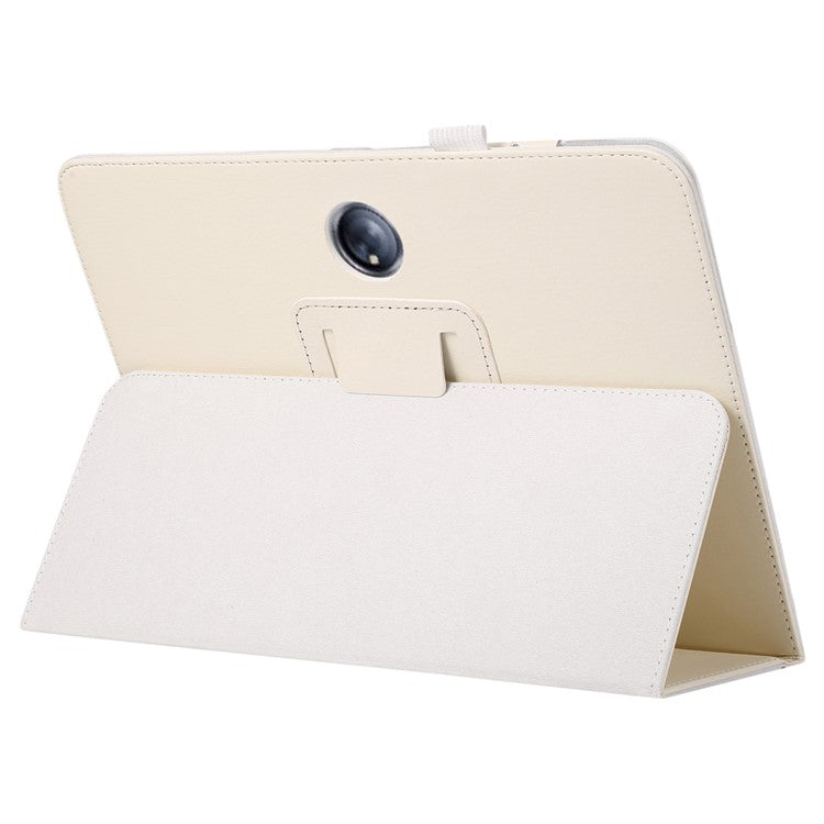 For OnePlus Pad PU Leather Tablet Case Litchi Texture Bi-fold Stand Tablet Cover - White