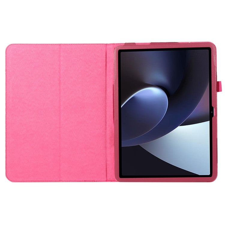 For OnePlus Pad PU Leather Tablet Case Litchi Texture Bi-fold Stand Tablet Cover - Rose
