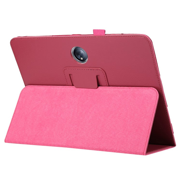 For OnePlus Pad PU Leather Tablet Case Litchi Texture Bi-fold Stand Tablet Cover - Rose