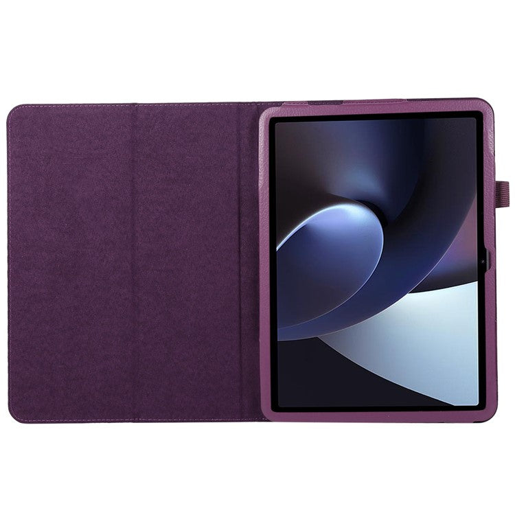 For OnePlus Pad PU Leather Tablet Case Litchi Texture Bi-fold Stand Tablet Cover - Purple