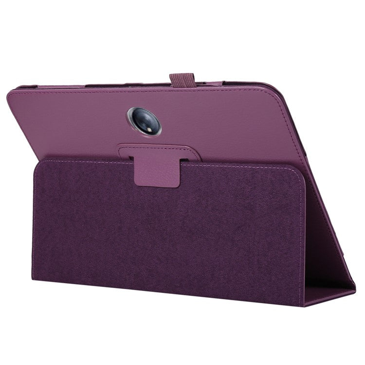 For OnePlus Pad PU Leather Tablet Case Litchi Texture Bi-fold Stand Tablet Cover - Purple