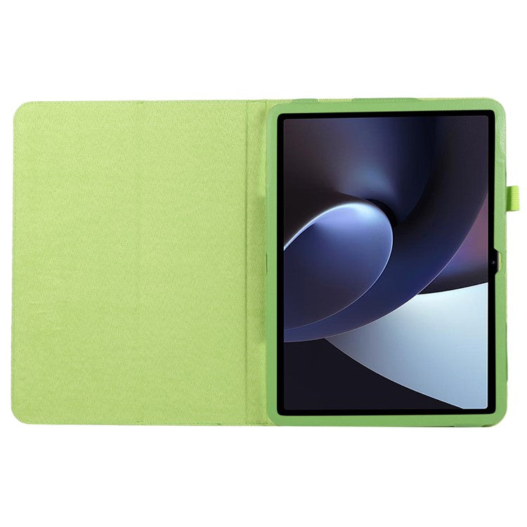 For OnePlus Pad PU Leather Tablet Case Litchi Texture Bi-fold Stand Tablet Cover - Green