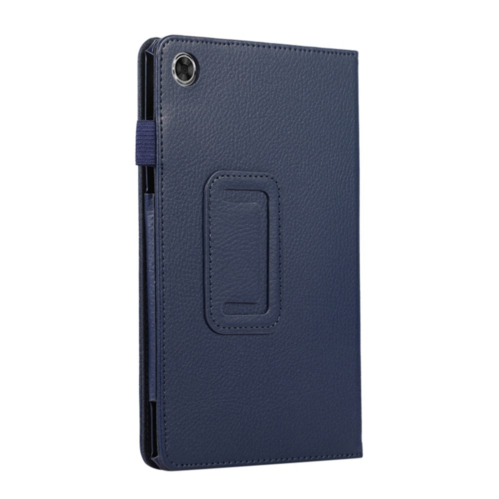 PU Leather Flip Cover for Lenovo Tab M8 (4th Gen) 2024 TB-301XU / M8 (4th Gen) 2023 TB-300FU Litchi Texture Tablet Case Stand - Dark Blue