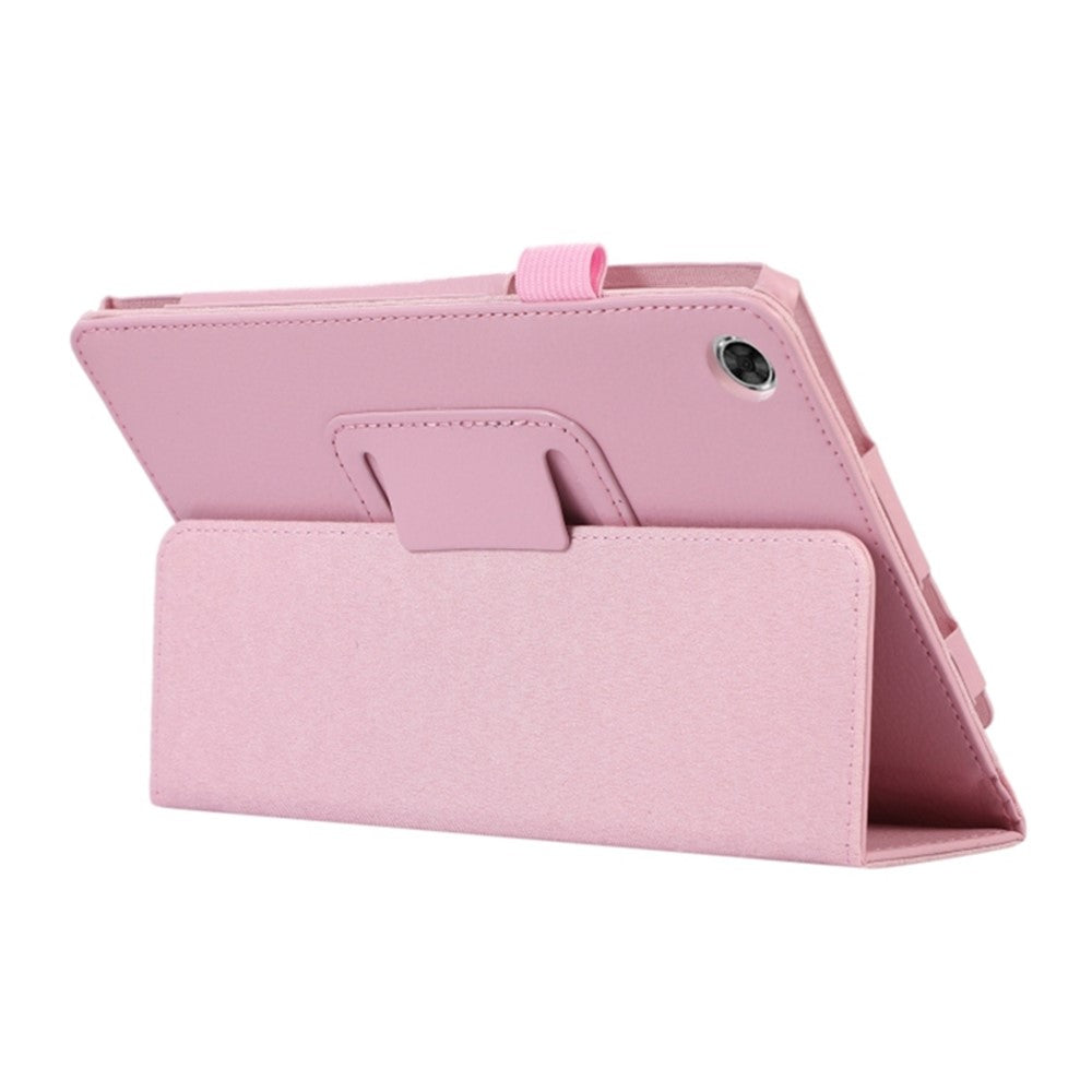 PU Leather Flip Cover for Lenovo Tab M8 (4th Gen) 2024 TB-301XU / M8 (4th Gen) 2023 TB-300FU Litchi Texture Tablet Case Stand - Pink
