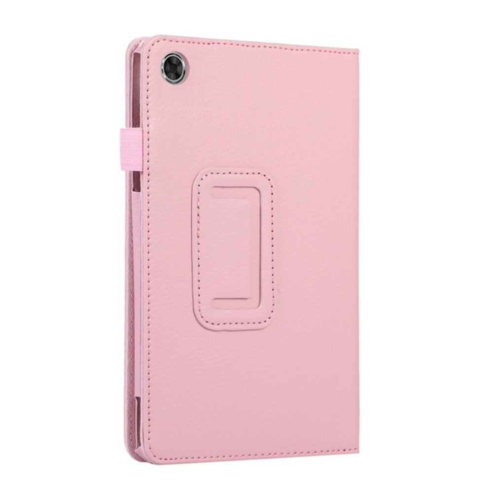 PU Leather Flip Cover for Lenovo Tab M8 (4th Gen) 2024 TB-301XU / M8 (4th Gen) 2023 TB-300FU Litchi Texture Tablet Case Stand - Pink