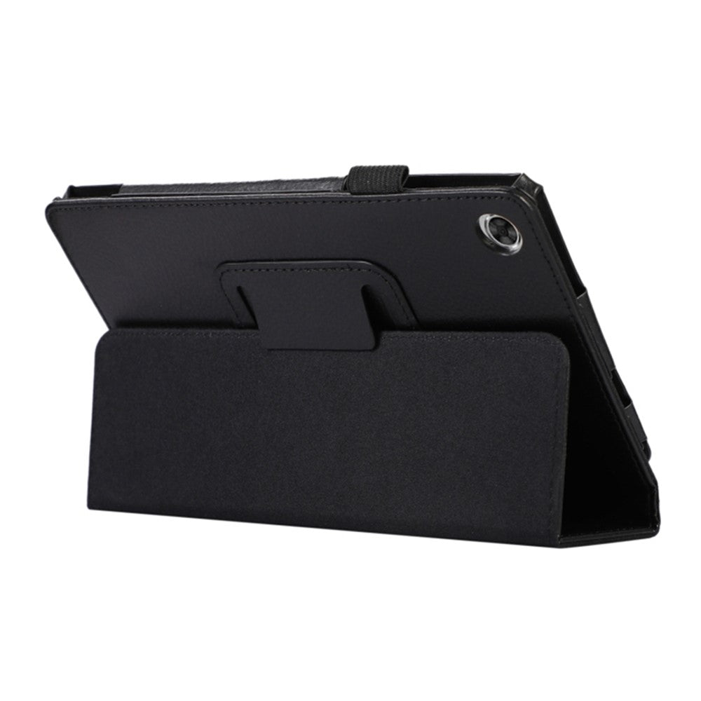PU Leather Flip Cover for Lenovo Tab M8 (4th Gen) 2024 TB-301XU / M8 (4th Gen) 2023 TB-300FU Litchi Texture Tablet Case Stand - Black