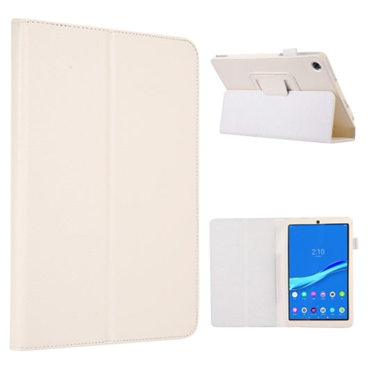 PU Leather Flip Cover for Lenovo Tab M8 (4th Gen) 2024 TB-301XU / M8 (4th Gen) 2023 TB-300FU Litchi Texture Tablet Case Stand - White