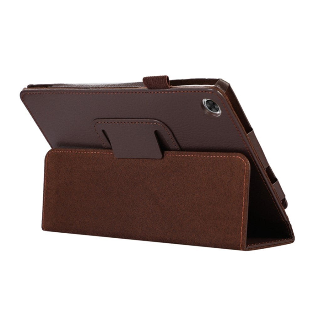 PU Leather Flip Cover for Lenovo Tab M8 (4th Gen) 2024 TB-301XU / M8 (4th Gen) 2023 TB-300FU Litchi Texture Tablet Case Stand - Brown