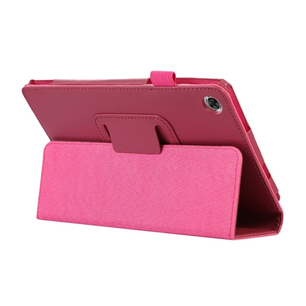 PU Leather Flip Cover for Lenovo Tab M8 (4th Gen) 2024 TB-301XU / M8 (4th Gen) 2023 TB-300FU Litchi Texture Tablet Case Stand - Rose