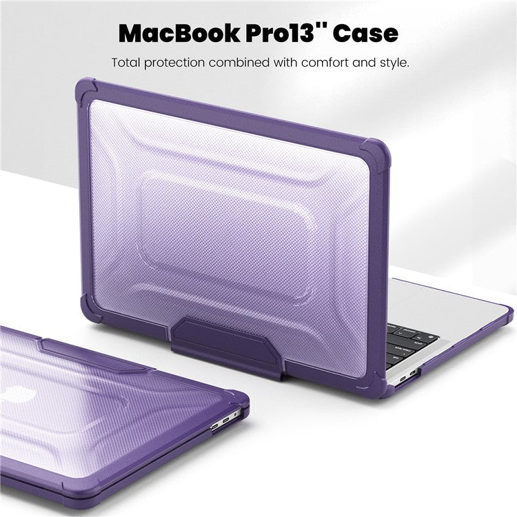 For MacBook Pro 13 inch (2018) / (2020) / (2022) (A2338 M1 / M2 A2289 A2251 A2159 A1989 A1706 A1708) PC+TPU Laptop Case - Purple