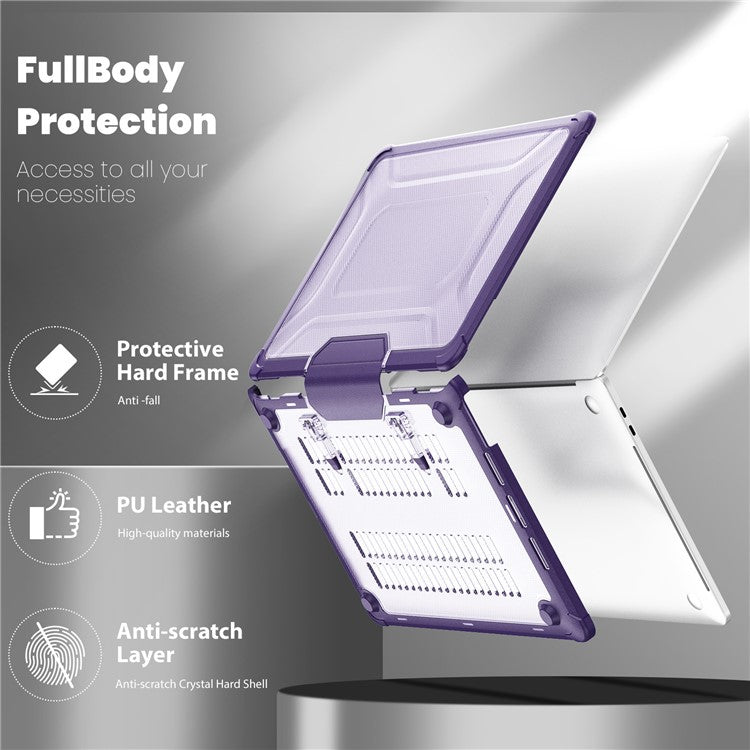 For MacBook Pro 13 inch (2018) / (2020) / (2022) (A2338 M1 / M2 A2289 A2251 A2159 A1989 A1706 A1708) PC+TPU Laptop Case - Purple