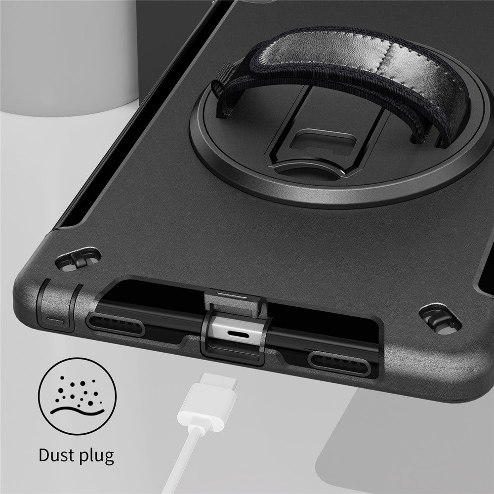 For Lenovo Tab P11 Gen 2 TB350 Tablet Case Kickstand Hand Strap PC+TPU Cover with Shoulder Strap and PET Screen Film - Black