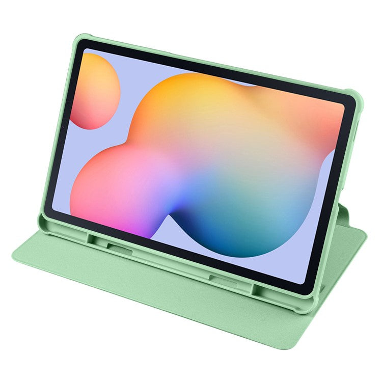 For Samsung Galaxy Tab S6 Lite (2024) / S6 Lite (2022) / S6 Lite (2020) Anti-Drop Tablet Case Stand PU Leather Acrylic Cover - Matcha Green