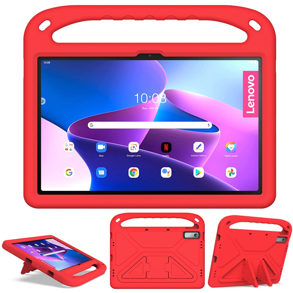 For Lenovo Tab P11 Gen 2 Hand Grip EVA Tablet Case Kickstand Shockproof Tablet Cover - Red