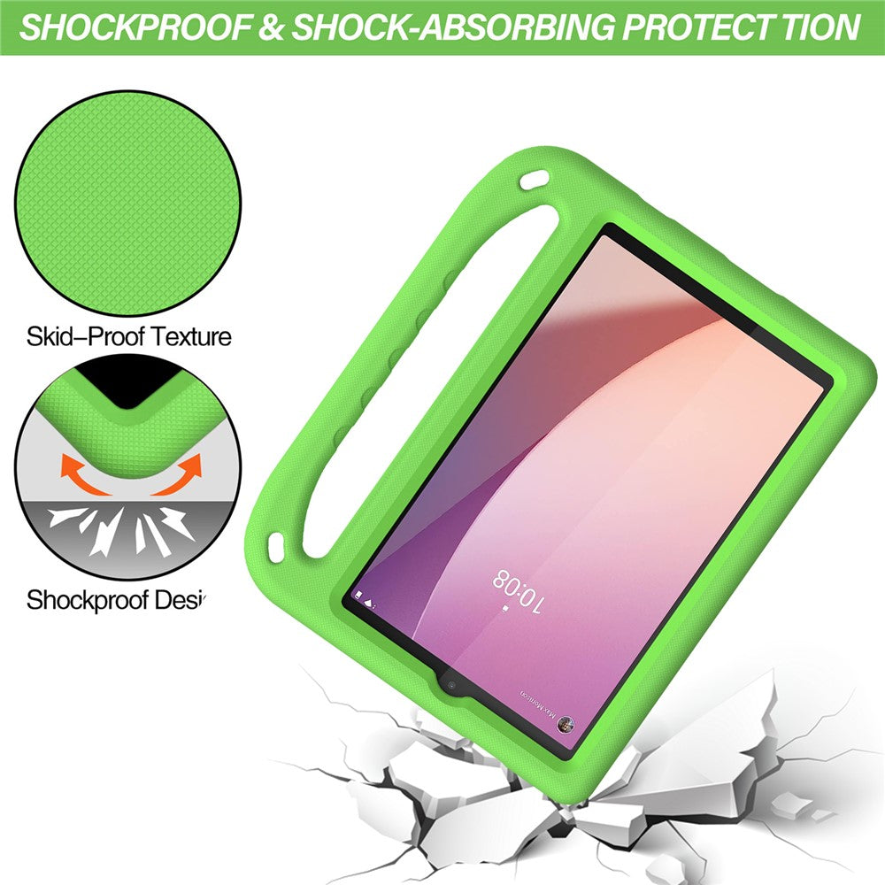 For Lenovo Tab M8 (4th Gen) 2024 TB-301XU / M8 (4th Gen) 2023 TB-300FU Hand Grip EVA Tablet Case Foldable Kickstand Tablet Cover - Green