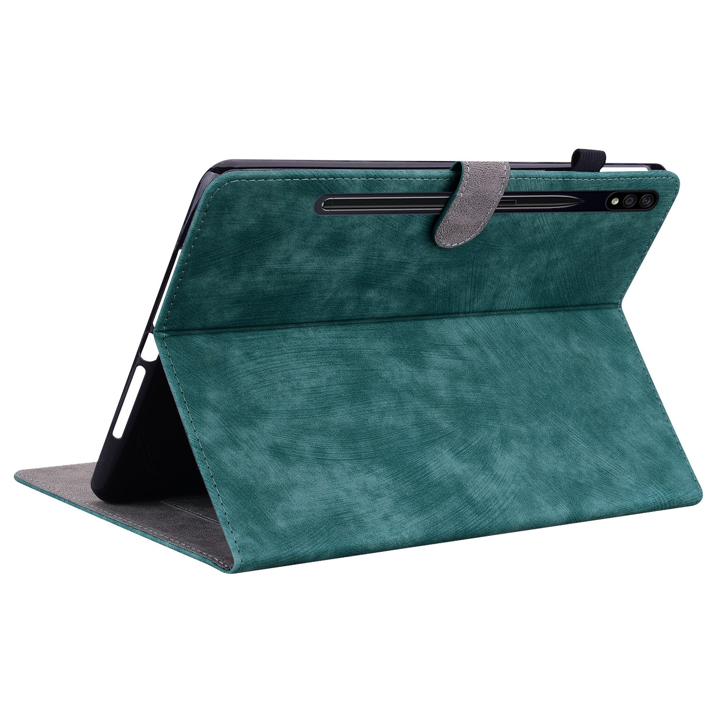 For Samsung Galaxy Tab S10 / S9 / S9 FE Stand Folio Tablet Case PU Leather Cute Tiger Pattern Cover with Card Holder - Green