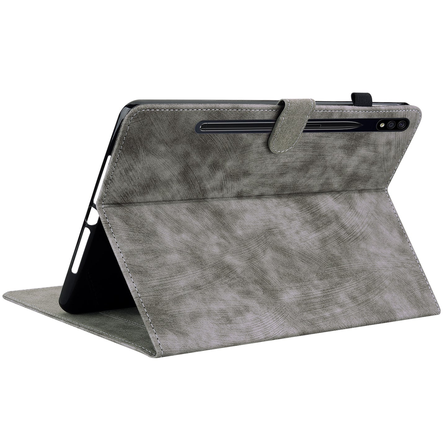 For Samsung Galaxy Tab S10 / S9 / S9 FE Stand Folio Tablet Case PU Leather Cute Tiger Pattern Cover with Card Holder - Grey