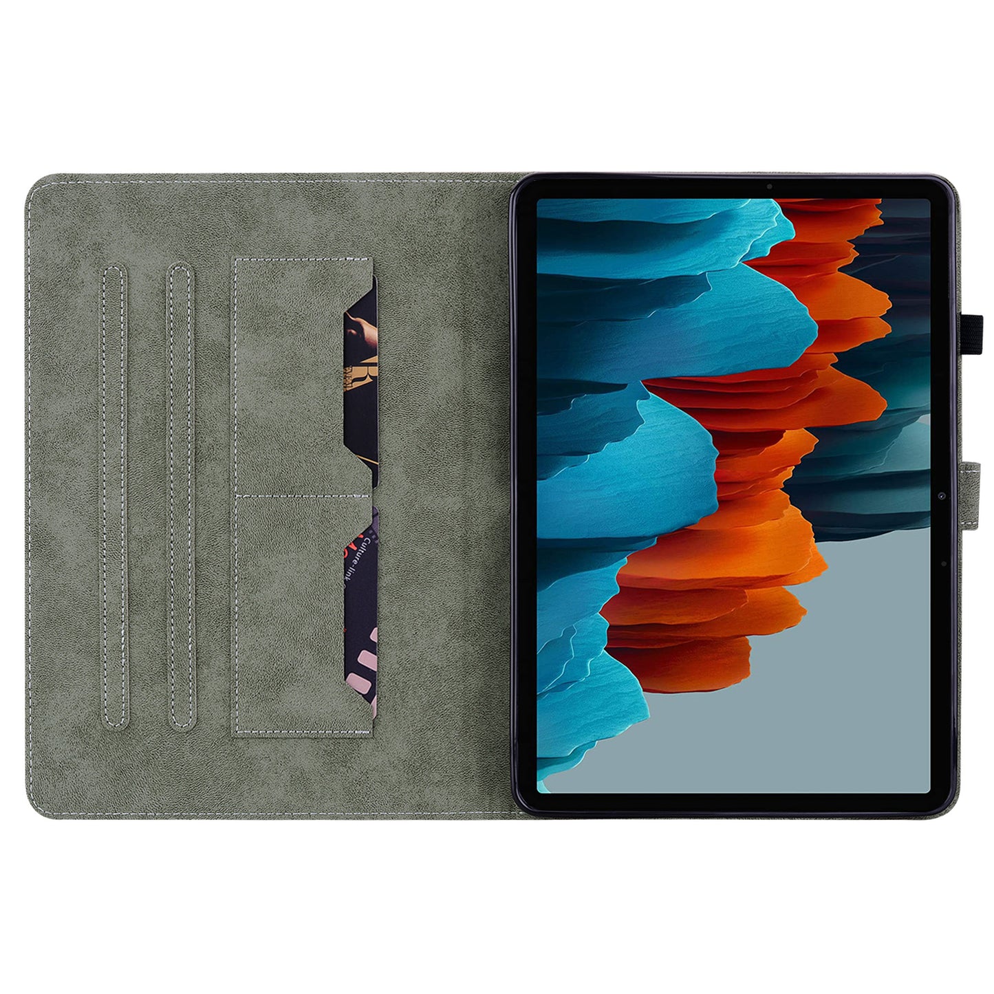 For Samsung Galaxy Tab S10 / S9 / S9 FE Stand Folio Tablet Case PU Leather Cute Tiger Pattern Cover with Card Holder - Grey