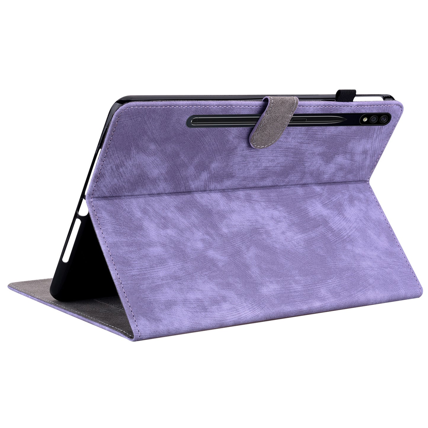 For Samsung Galaxy Tab S10 / S9 / S9 FE Stand Folio Tablet Case PU Leather Cute Tiger Pattern Cover with Card Holder - Purple