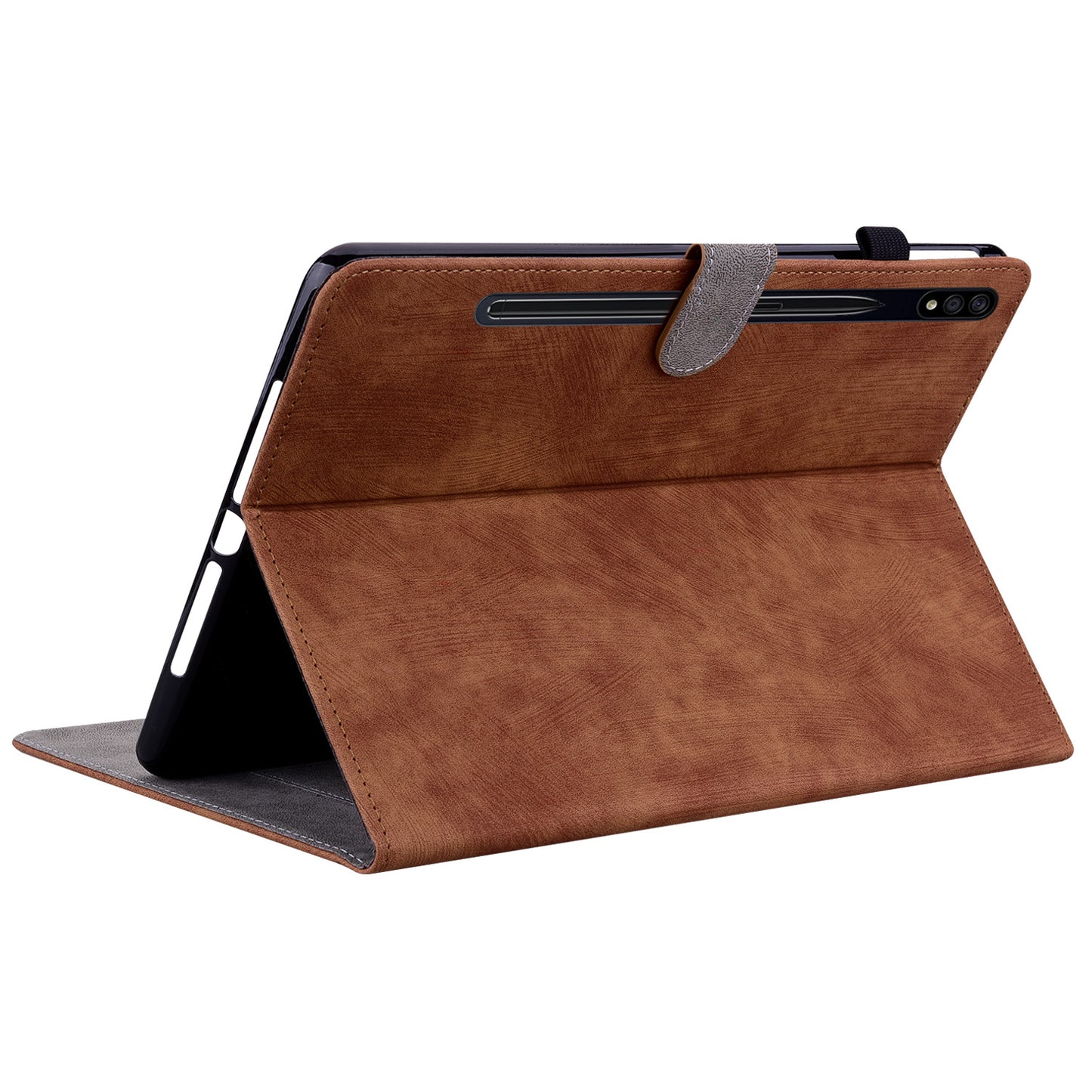 For Samsung Galaxy Tab S10 / S9 / S9 FE Stand Folio Tablet Case PU Leather Cute Tiger Pattern Cover with Card Holder - Brown