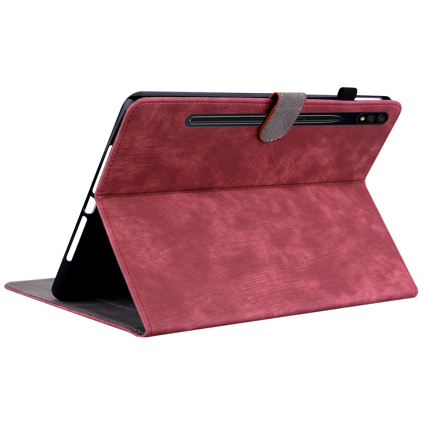 For Samsung Galaxy Tab S10 / S9 / S9 FE Stand Folio Tablet Case PU Leather Cute Tiger Pattern Cover with Card Holder - Red