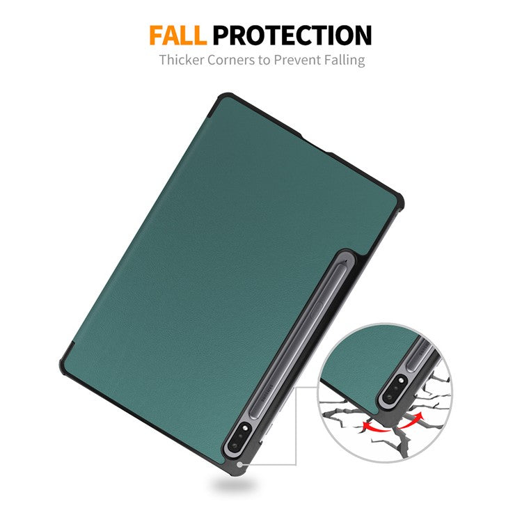 ENKAY HAT PRINCE Smart Tablet Case for Samsung Galaxy Tab S9 , PU Leather+PC Trifold Stand Protective Cover - Dark Blue