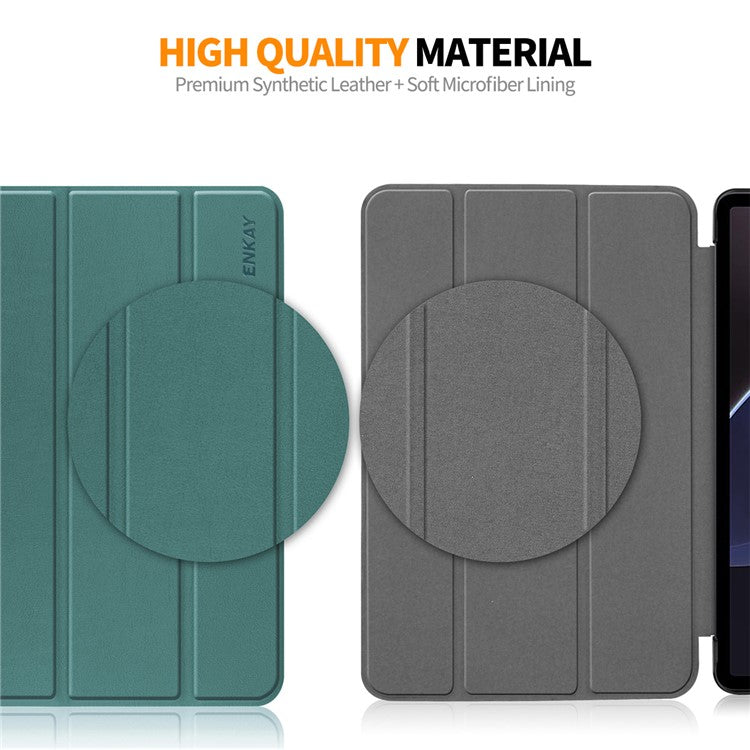 ENKAY HAT PRINCE Smart Tablet Case for Samsung Galaxy Tab S9 , PU Leather+PC Trifold Stand Protective Cover - Dark Blue
