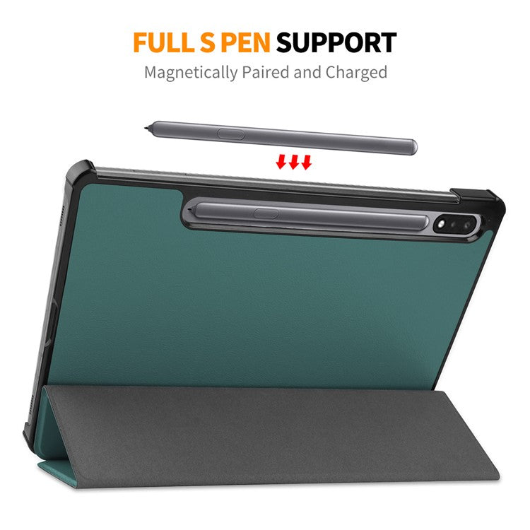 ENKAY HAT PRINCE Smart Tablet Case for Samsung Galaxy Tab S9 , PU Leather+PC Trifold Stand Protective Cover - Dark Blue
