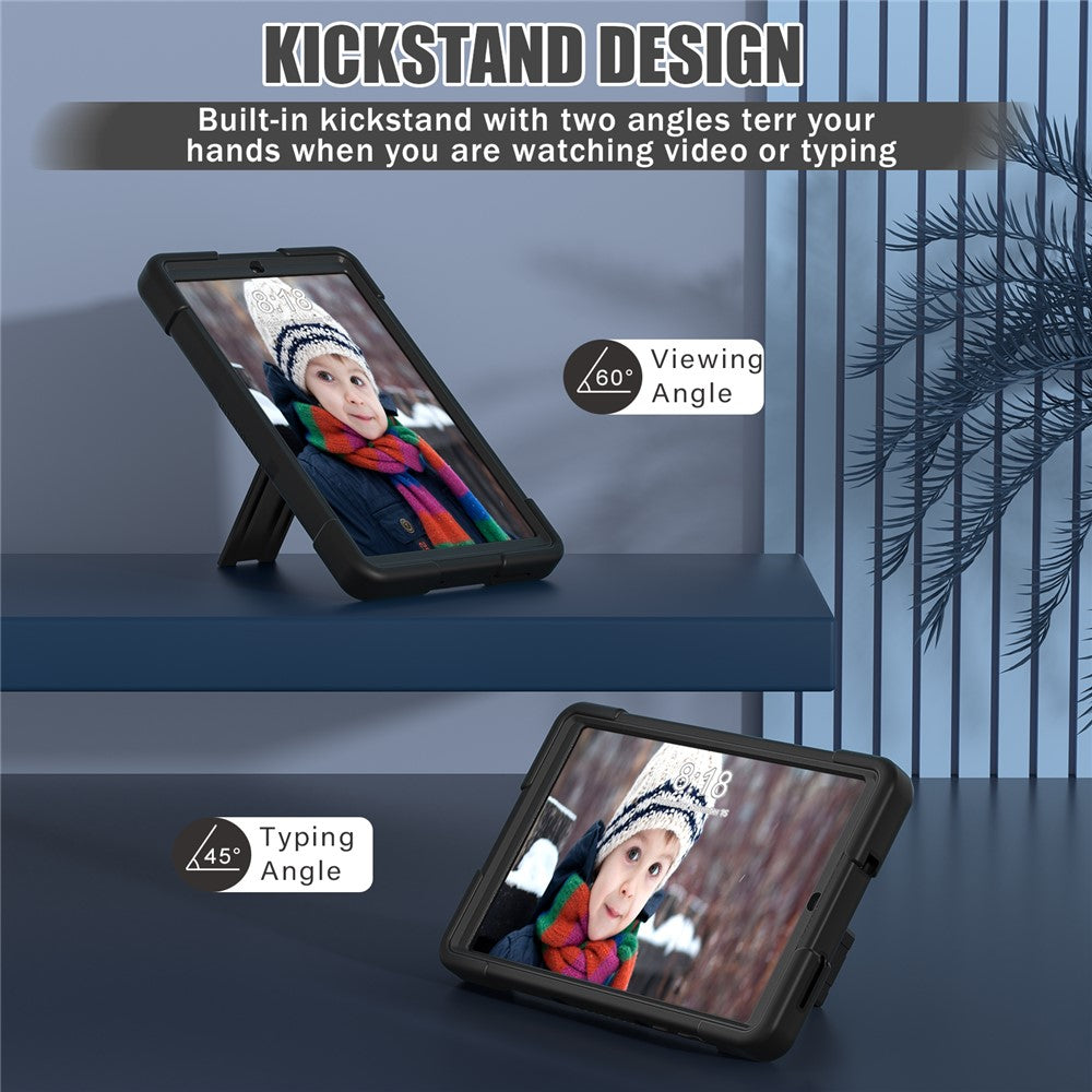 For Lenovo Tab M8 (4th Gen) 2024 TB-301XU / M8 (4th Gen) 2023 TB-300FU Tablet Case Robot Style Silicone + PC Kickstand Cover - Black