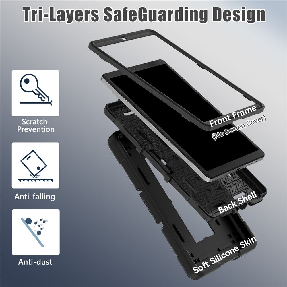 For Lenovo Tab M8 (4th Gen) 2024 TB-301XU / M8 (4th Gen) 2023 TB-300FU Tablet Case Robot Style Silicone + PC Kickstand Cover - Black