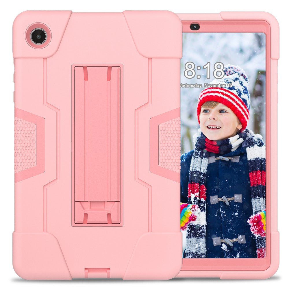 For Lenovo Tab M8 (4th Gen) 2024 TB-301XU / M8 (4th Gen) 2023 TB-300FU Tablet Case Robot Style Silicone + PC Kickstand Cover - Rose Gold